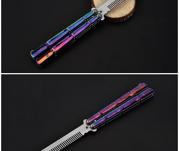 butterfly comb without edge New product color titanium version butterfly comb Butterfly practice knife