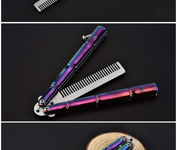 butterfly comb without edge New product color titanium version butterfly comb Butterfly practice knife