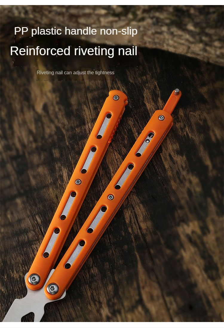 Butterfly knife cool play knife without edge novice practice 420C stainless steel training knife multi-function