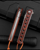 Outdoor portable folding knife sharp fruit knife knife Damasci grain folding knife wooden handle pen camping survival knife