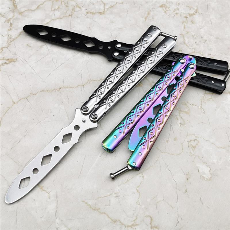 Transformable Blunt Pocke Survival Knife Training Foldable Butterfly Knife Portable  Tool for Outdoor Game Tools t Mini Trainer