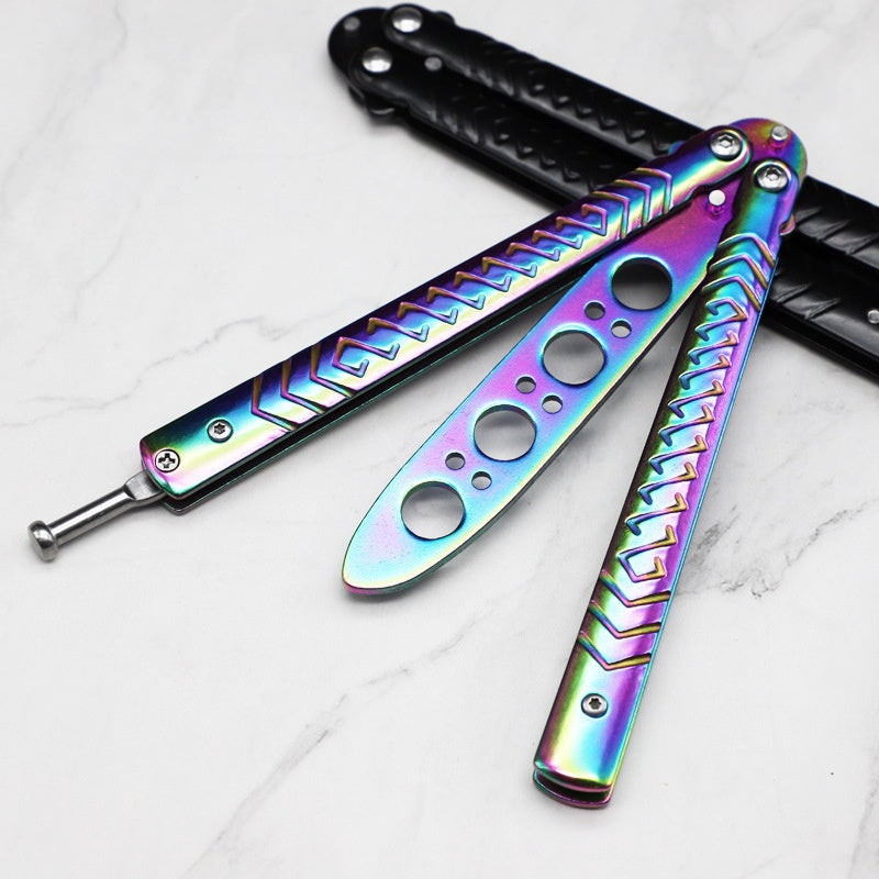 Transformable Blunt Pocke Survival Knife Training Foldable Butterfly Knife Portable  Tool for Outdoor Game Tools t Mini Trainer