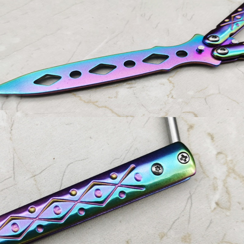 Transformable Blunt Pocke Survival Knife Training Foldable Butterfly Knife Portable  Tool for Outdoor Game Tools t Mini Trainer