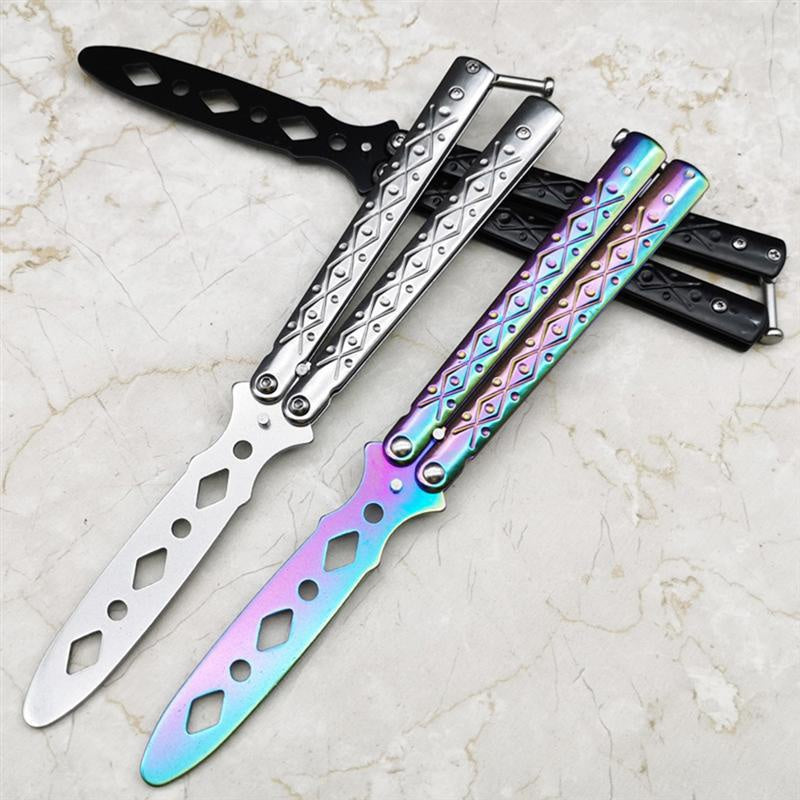 Transformable Blunt Pocke Survival Knife Training Foldable Butterfly Knife Portable  Tool for Outdoor Game Tools t Mini Trainer