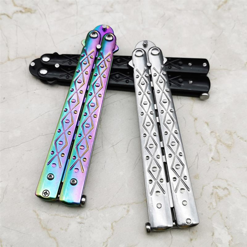 Transformable Blunt Pocke Survival Knife Training Foldable Butterfly Knife Portable  Tool for Outdoor Game Tools t Mini Trainer