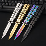 Outdoor Tool Playing Hard Steel Folding Self-defense Butterfly Knife Cutting  Knife with No Blade Knife Practice Mini