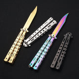 Outdoor Tool Playing Hard Steel Folding Self-defense Butterfly Knife Cutting  Knife with No Blade Knife Practice Mini