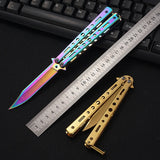 Outdoor Tool Playing Hard Steel Folding Self-defense Butterfly Knife Cutting  Knife with No Blade Knife Practice Mini