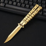 Outdoor Tool Playing Hard Steel Folding Self-defense Butterfly Knife Cutting  Knife with No Blade Knife Practice Mini