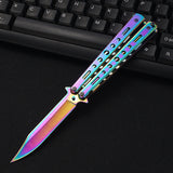 Outdoor Tool Playing Hard Steel Folding Self-defense Butterfly Knife Cutting  Knife with No Blade Knife Practice Mini