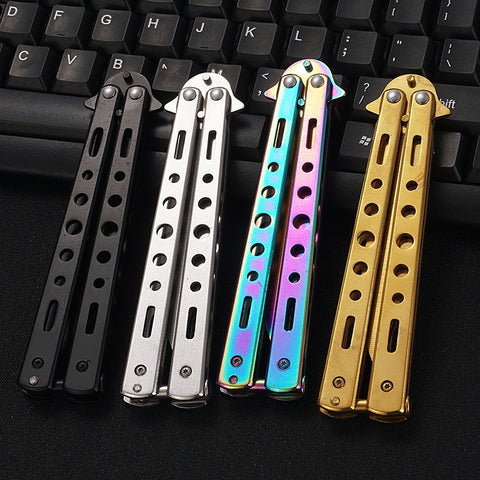 Outdoor Tool Playing Hard Steel Folding Self-defense Butterfly Knife Cutting  Knife with No Blade Knife Practice Mini