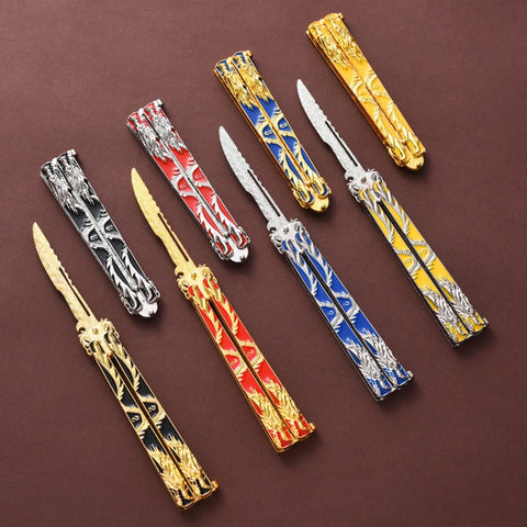 Folding Practice Knife Outdoor Novice Training Tool Counter-Strike Game Knife Giveaway Bladeless 8 Style c Alloy Butterfly Knife Douluo Butterfly 14CM Zin Scalpel Training Tool Not Bladed Golden Dragon Assassin Scalpel Full Alloy Toy Model