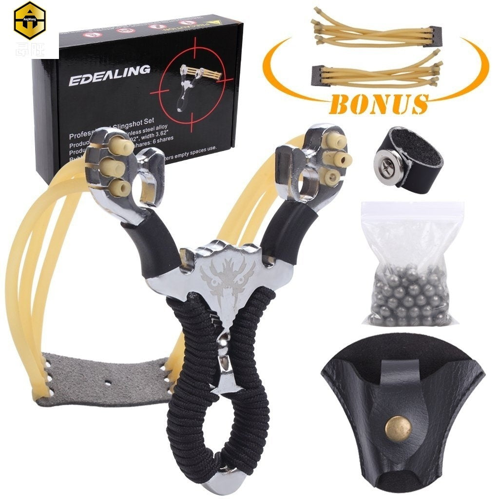 New Professional Stainless Steel Slingshot Set Outdoor Hunting Catapult Powerful Slingshot Bow
