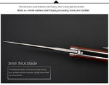 Folding Knife Stainless Steel Folding Pocket Knife Portable Wooden Handle Folding Knife Self-defense Outdoor Knife Multi-function Tool