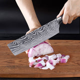 Stainless steel side dishes cut household sharp meat slicer knife cut fruits and vegetables knife Damascus pattern