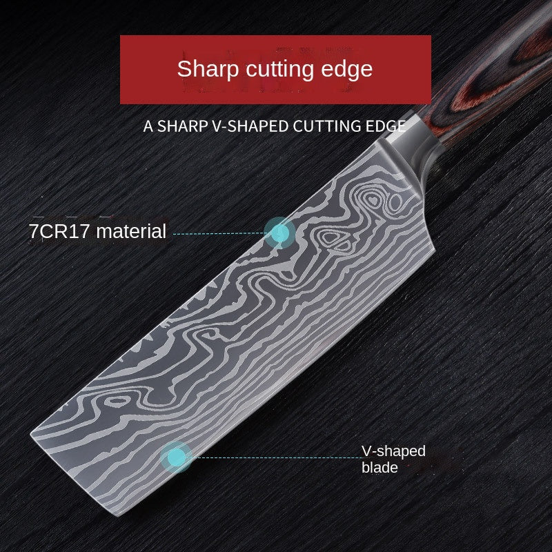 Stainless steel side dishes cut household sharp meat slicer knife cut fruits and vegetables knife Damascus pattern