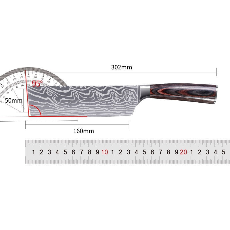 Stainless steel side dishes cut household sharp meat slicer knife cut fruits and vegetables knife Damascus pattern