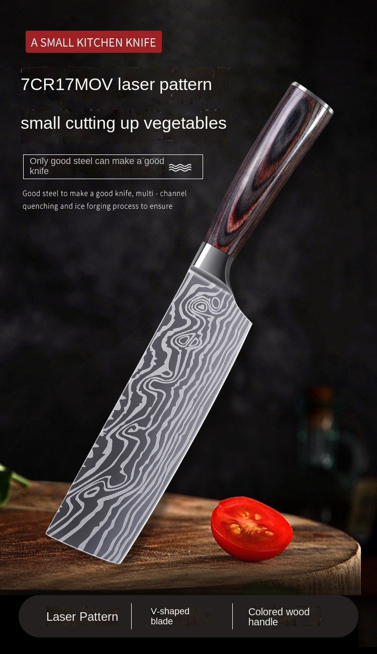Stainless steel side dishes cut household sharp meat slicer knife cut fruits and vegetables knife Damascus pattern