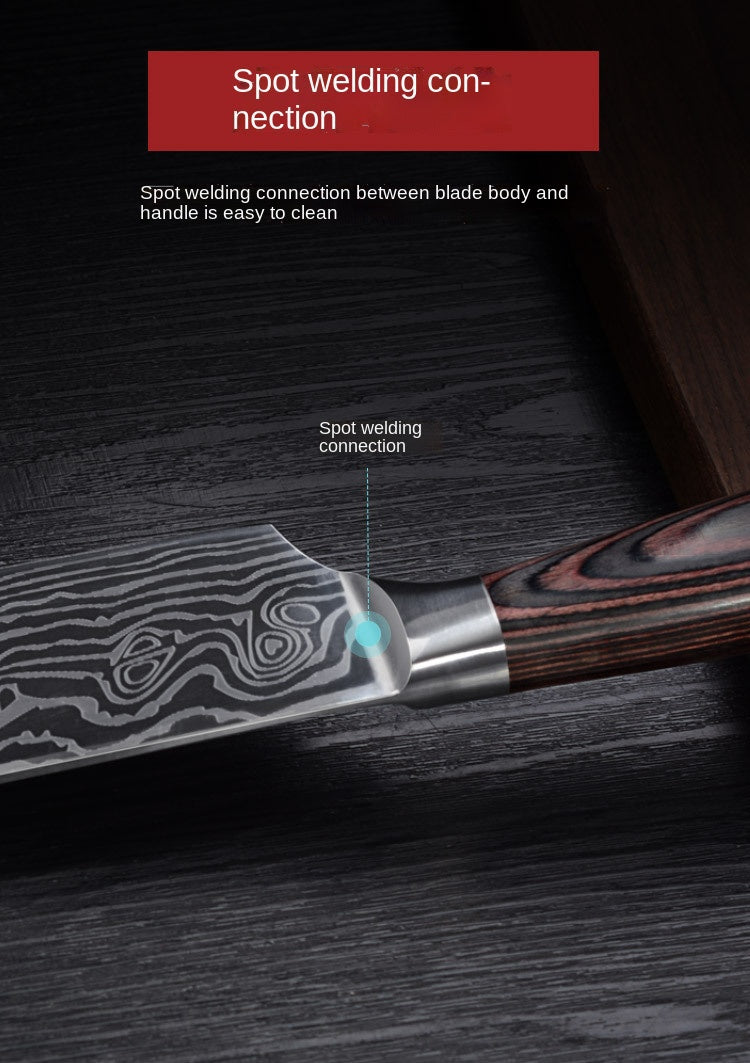 Stainless steel side dishes cut household sharp meat slicer knife cut fruits and vegetables knife Damascus pattern