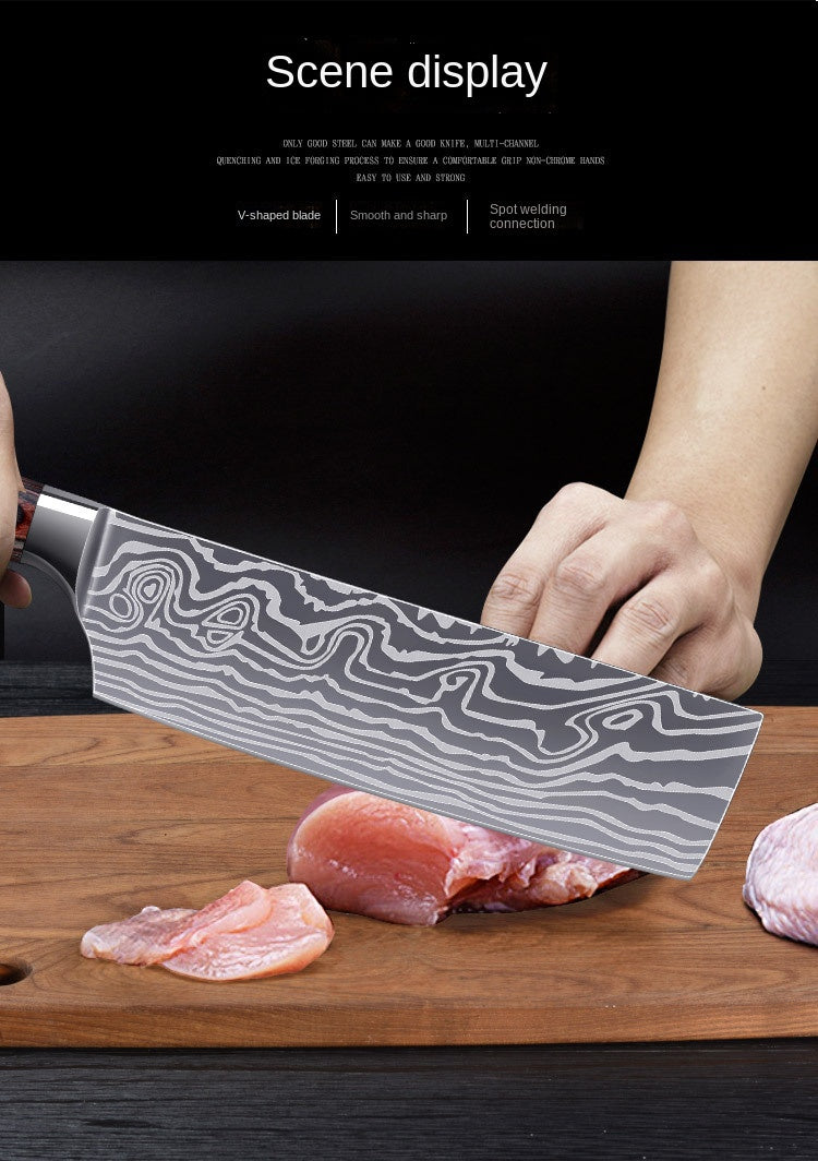 Stainless steel side dishes cut household sharp meat slicer knife cut fruits and vegetables knife Damascus pattern