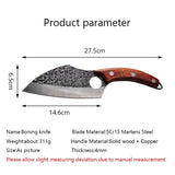Kitchen Cutting Cooking Tools with Ring Solid Wood Handle Stainless Steel Hammer Pattern Professional Chef Butcher Boning Knife