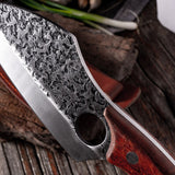 Kitchen Cutting Cooking Tools with Ring Solid Wood Handle Stainless Steel Hammer Pattern Professional Chef Butcher Boning Knife