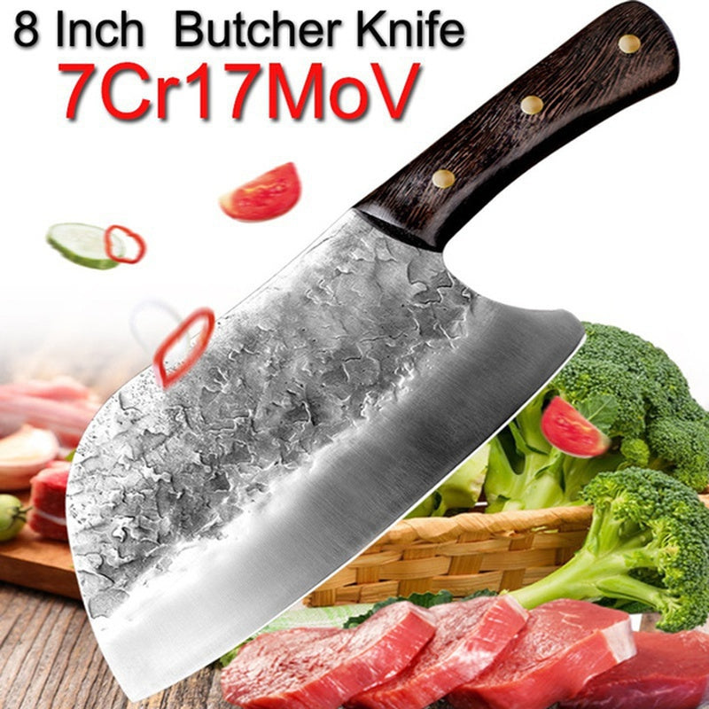 Chef's knife cleaver butcher knife forged stainless steel kitchen knife practical chicken slice meat butcher knife Damascus steel kitchen knife