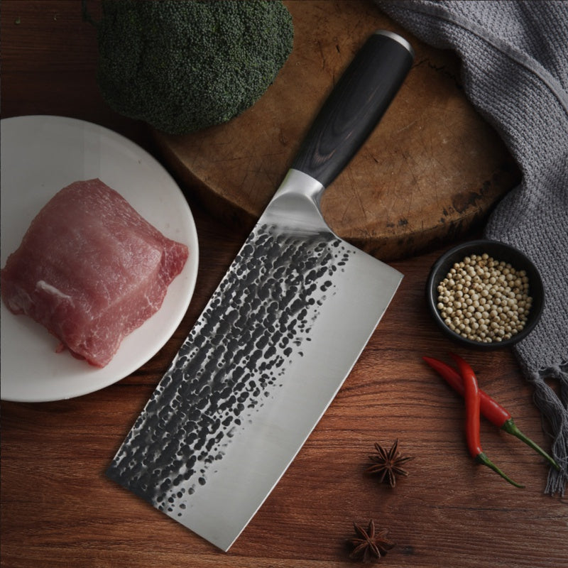 Stainless steel hammer pattern forging kitchen household sharp chopping dual-purpose kitchen knife chef slicing meat and bone cutting knife