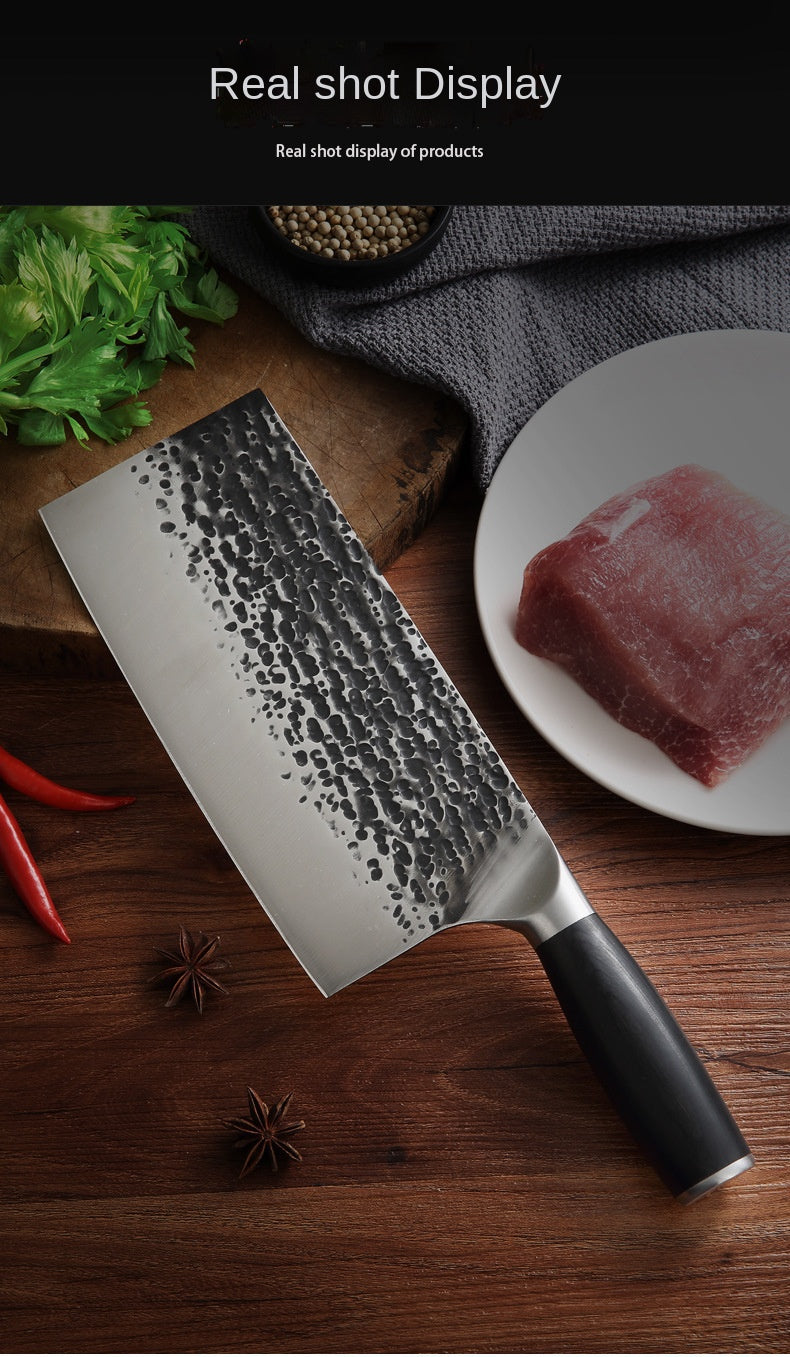Stainless steel hammer pattern forging kitchen household sharp chopping dual-purpose kitchen knife chef slicing meat and bone cutting knife