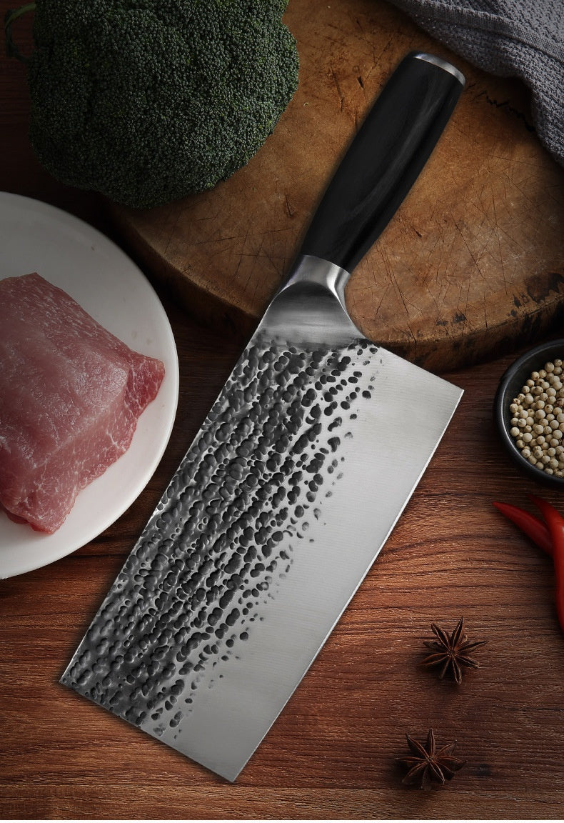 Stainless steel hammer pattern forging kitchen household sharp chopping dual-purpose kitchen knife chef slicing meat and bone cutting knife