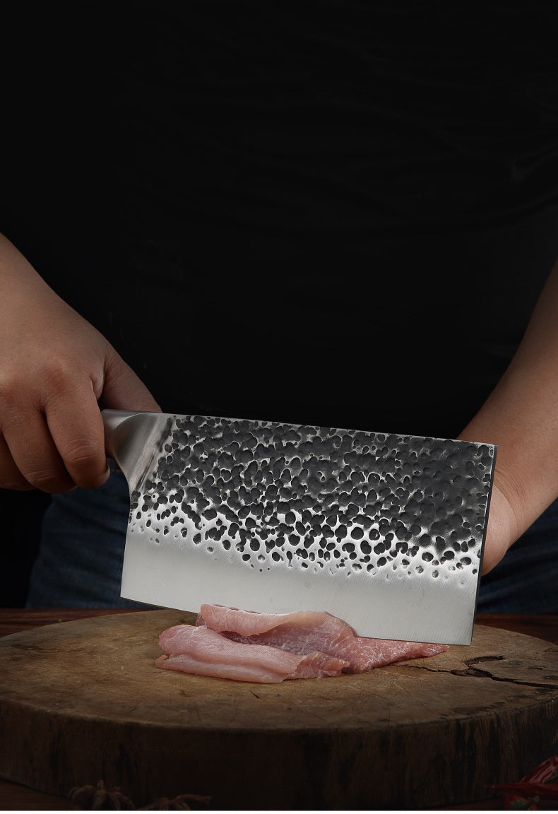 Stainless steel hammer pattern forging kitchen household sharp chopping dual-purpose kitchen knife chef slicing meat and bone cutting knife