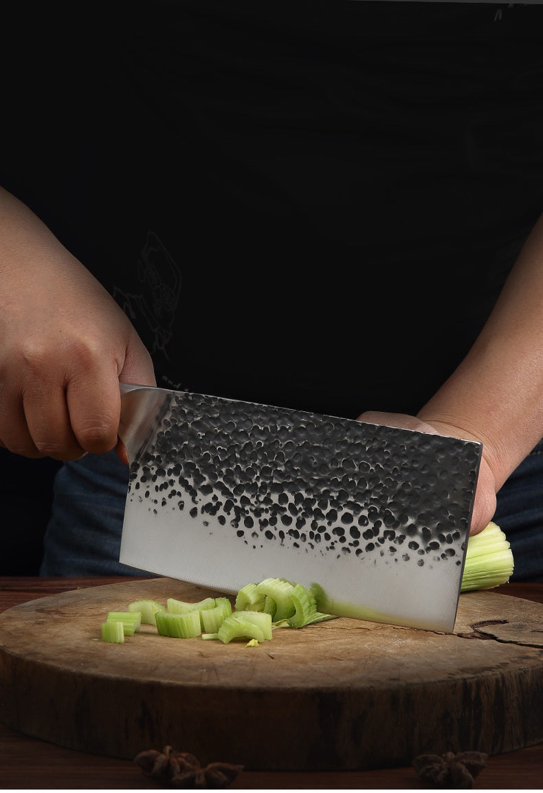 Stainless steel hammer pattern forging kitchen household sharp chopping dual-purpose kitchen knife chef slicing meat and bone cutting knife