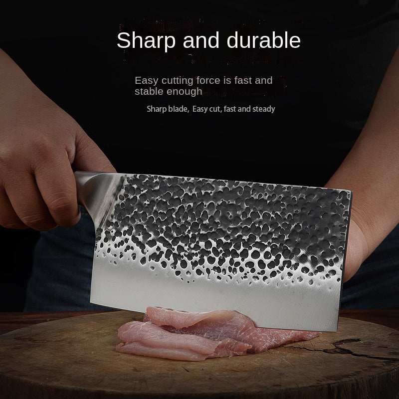Stainless steel hammer pattern forging kitchen household sharp chopping dual-purpose kitchen knife chef slicing meat and bone cutting knife