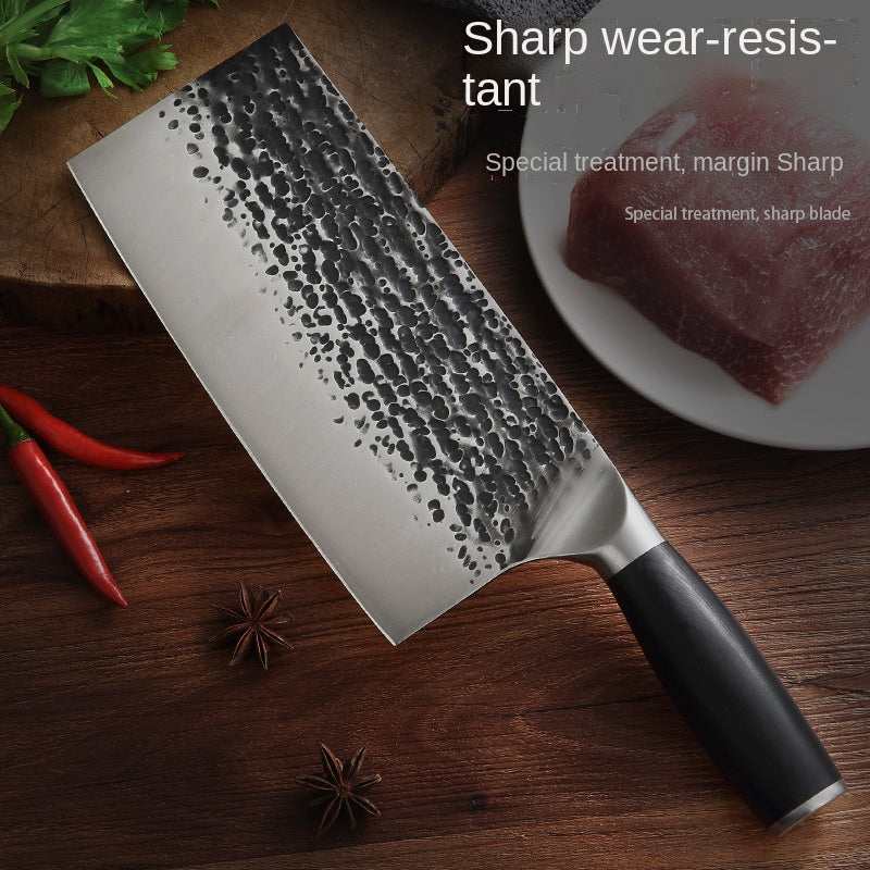 Stainless steel hammer pattern forging kitchen household sharp chopping dual-purpose kitchen knife chef slicing meat and bone cutting knife
