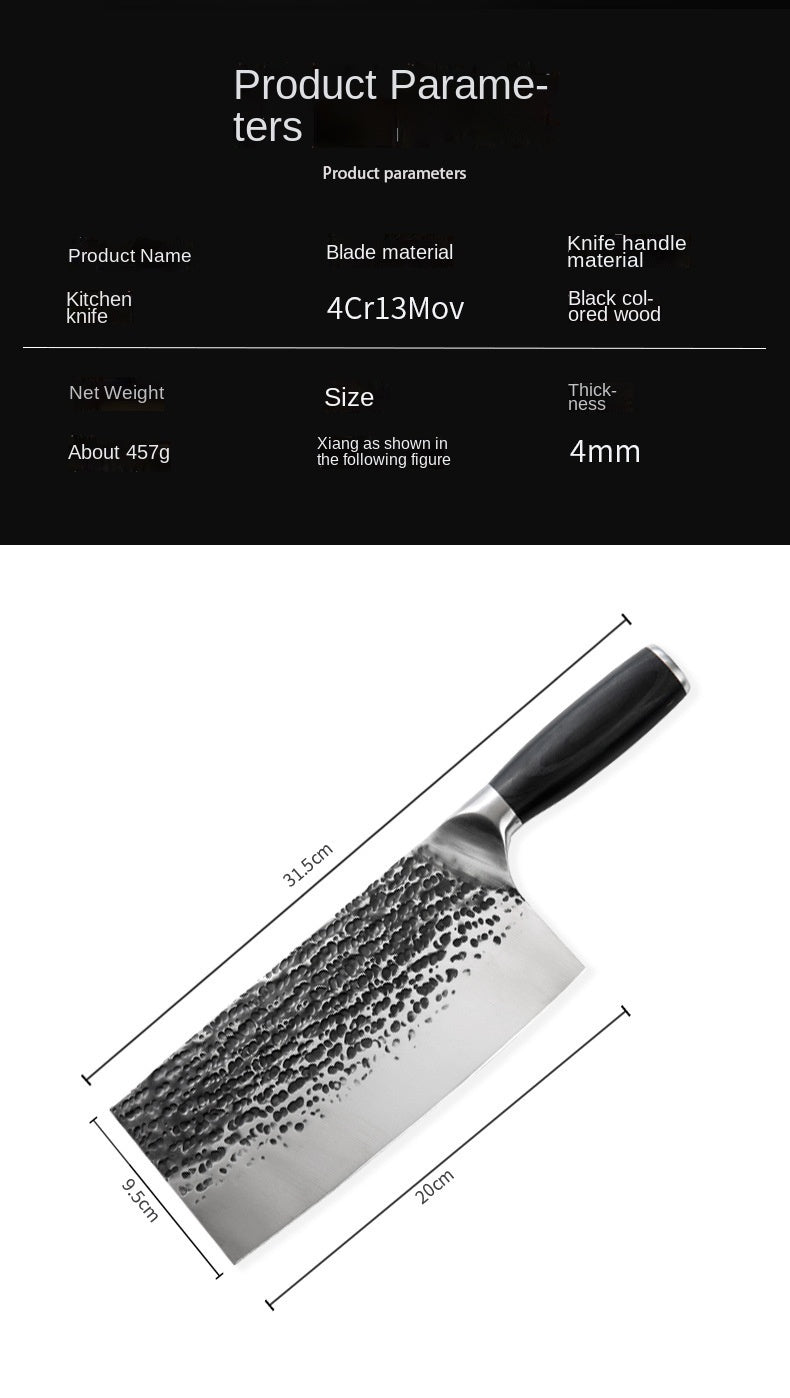 Stainless steel hammer pattern forging kitchen household sharp chopping dual-purpose kitchen knife chef slicing meat and bone cutting knife