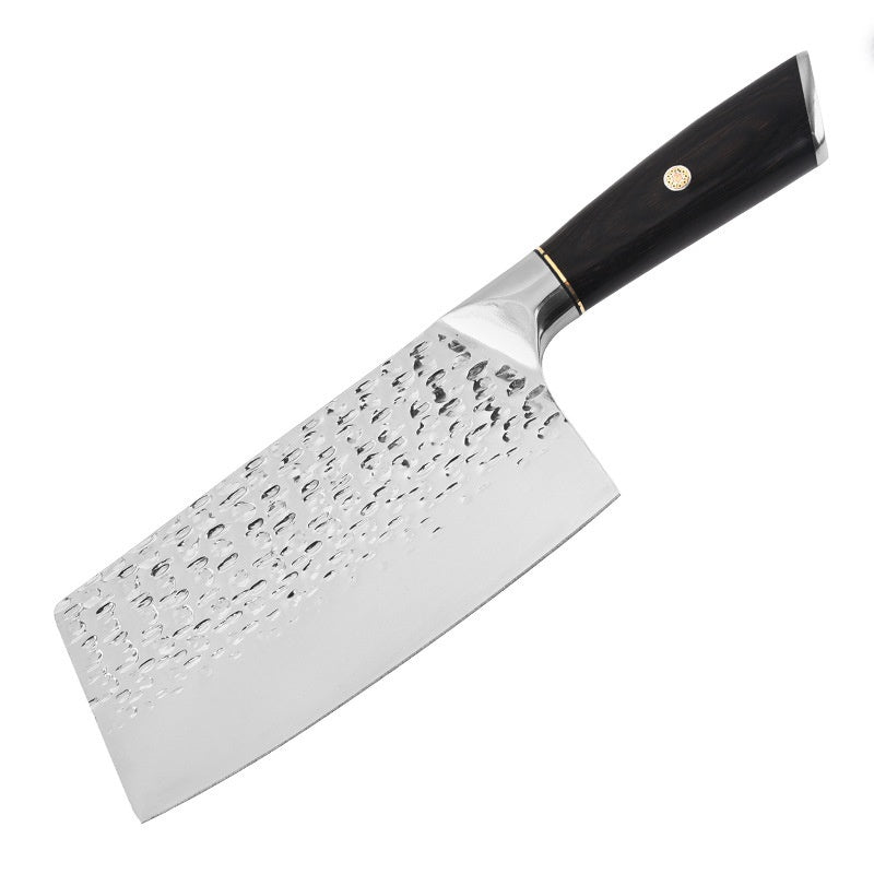 Hammered Slicing Knife Stainless Steel Chopping and Cutting Dual-purpose Kitchen Knife Mirror Light Kitchen Knife Black Color Wooden Flower Nail Lightweight Lady's Knife