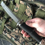 Fixed Blade Tactical Knife Hunting Knife Survival Gear Straight Knife Stainless Steel Combat Katana Camping Tool + Leather Sheath High Hardness 12.5 Inch