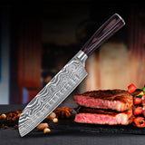 Sashimi knife cut sushi cooking knife sashimi knife Damascus grain steel belt separation hole