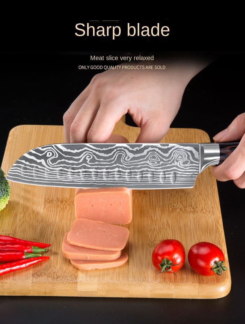 Sashimi knife cut sushi cooking knife sashimi knife Damascus grain steel belt separation hole