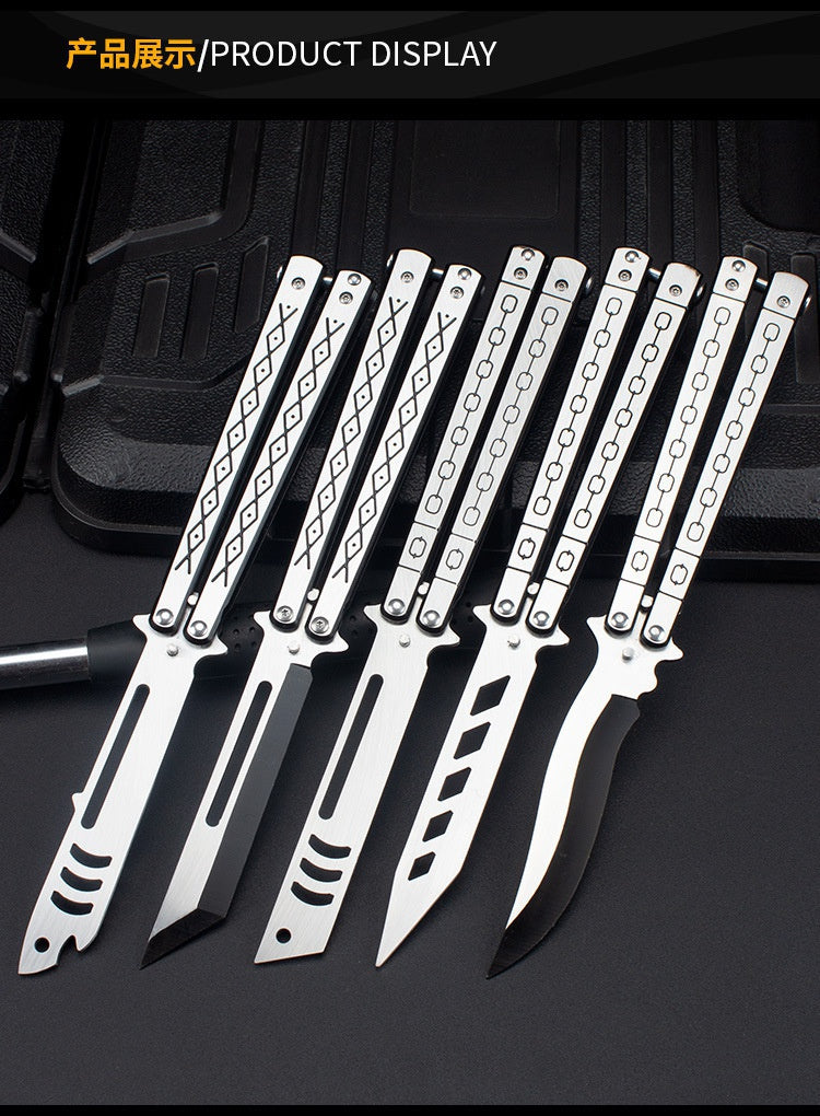 Factory Outlet Butterfly Practice Knife Decompression Training Knife Unedged Stainless Steel Game Knife Outdoor Tools