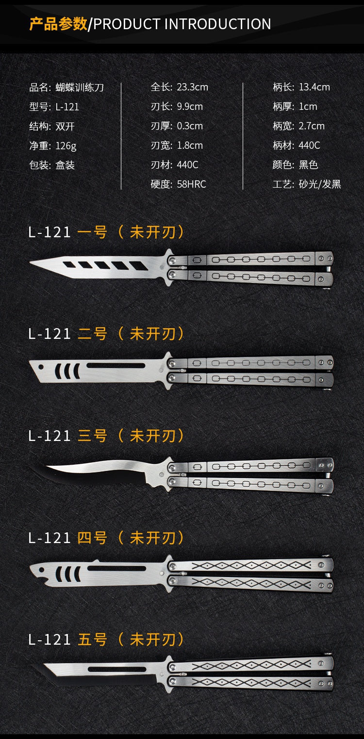 Factory Outlet Butterfly Practice Knife Decompression Training Knife Unedged Stainless Steel Game Knife Outdoor Tools