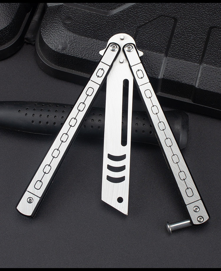 Factory Outlet Butterfly Practice Knife Decompression Training Knife Unedged Stainless Steel Game Knife Outdoor Tools