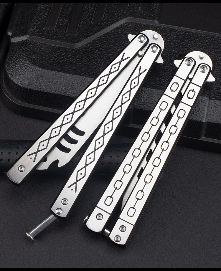 Factory Outlet Butterfly Practice Knife Decompression Training Knife Unedged Stainless Steel Game Knife Outdoor Tools