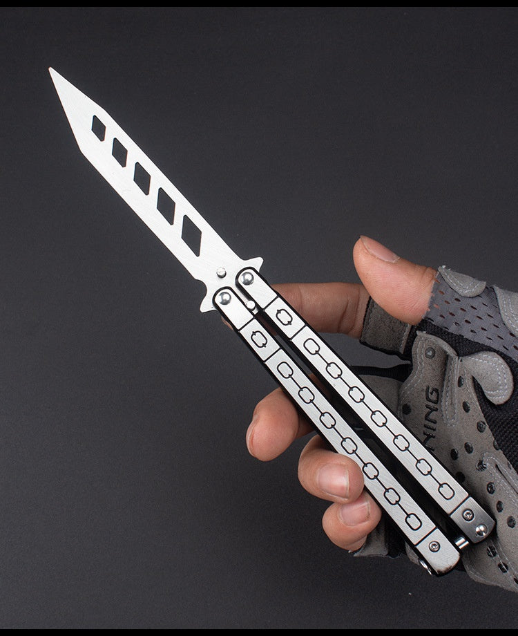 Factory Outlet Butterfly Practice Knife Decompression Training Knife Unedged Stainless Steel Game Knife Outdoor Tools