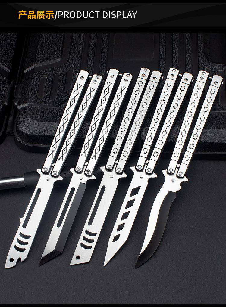 Factory Outlet Butterfly Practice Knife Decompression Training Knife Unedged Stainless Steel Game Knife Outdoor Tools