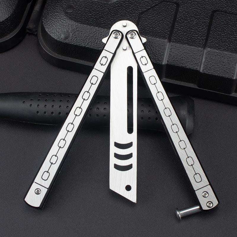 Factory Outlet Butterfly Practice Knife Decompression Training Knife Unedged Stainless Steel Game Knife Outdoor Tools