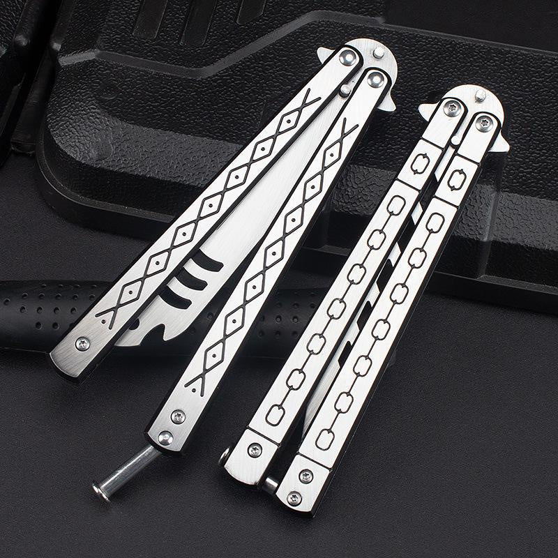 Factory Outlet Butterfly Practice Knife Decompression Training Knife Unedged Stainless Steel Game Knife Outdoor Tools