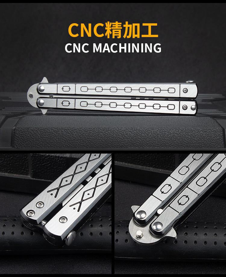 Factory Outlet Butterfly Practice Knife Decompression Training Knife Unedged Stainless Steel Game Knife Outdoor Tools