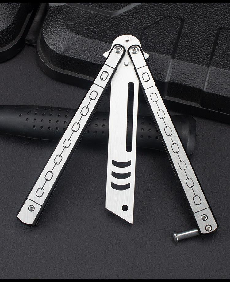 Factory Outlet Butterfly Practice Knife Decompression Training Knife Unedged Stainless Steel Game Knife Outdoor Tools