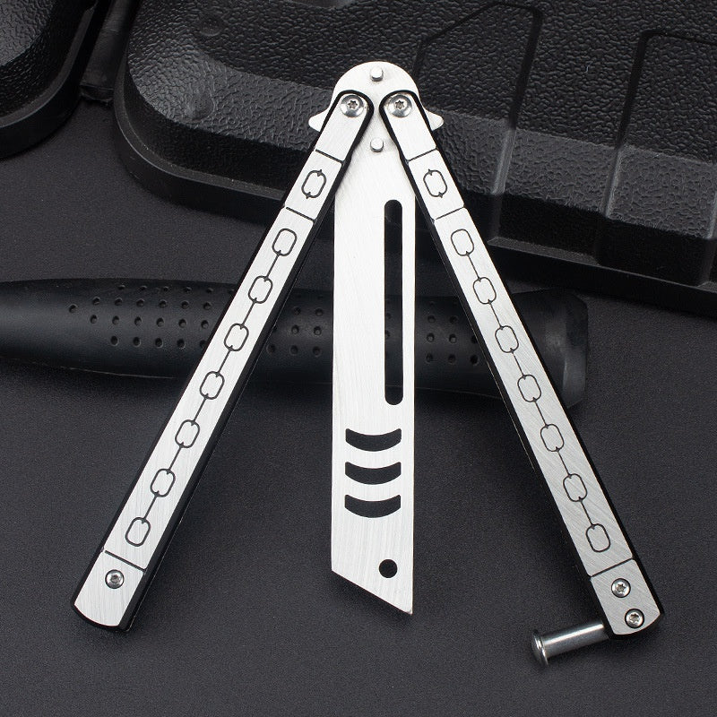 Factory Outlet Butterfly Practice Knife Decompression Training Knife Unedged Stainless Steel Game Knife Outdoor Tools